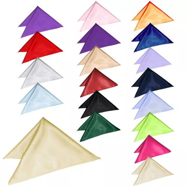 Mens Solid Plain Wedding Satin Suit Pocket Square Handkerchief Multicolour UK