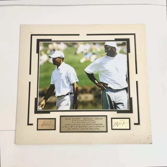 Michael Jordan & Tiger Woods Golf Round 2007 Photo Engraved Autographs - READ