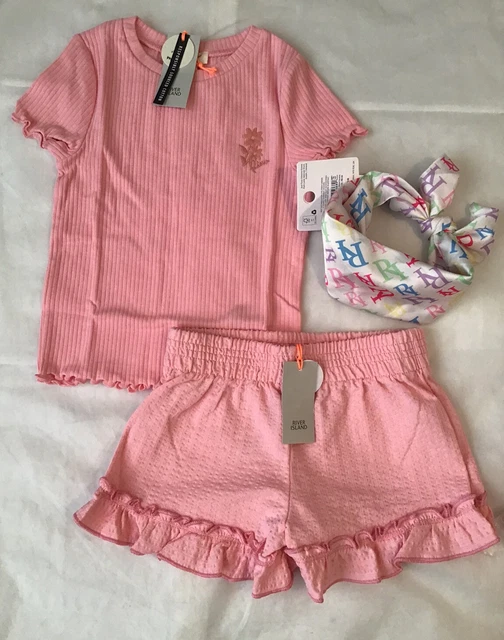 Mini pantaloncini rosa testurizzati River Island età 3-4 anni outfit nuovi con etichette
