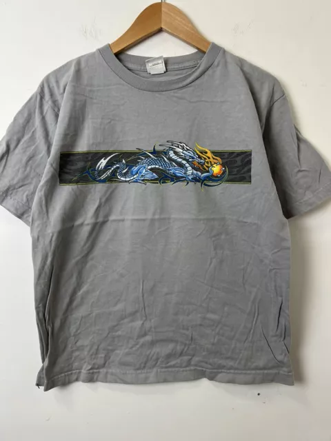 Vintage Utility Dragon Graphic TShirt Youth Gray Size XL Short Sleeve