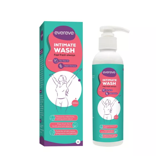 Lavado íntimo Evereve para mujer con aceite de árbol de té n extracto de neem 100 ml