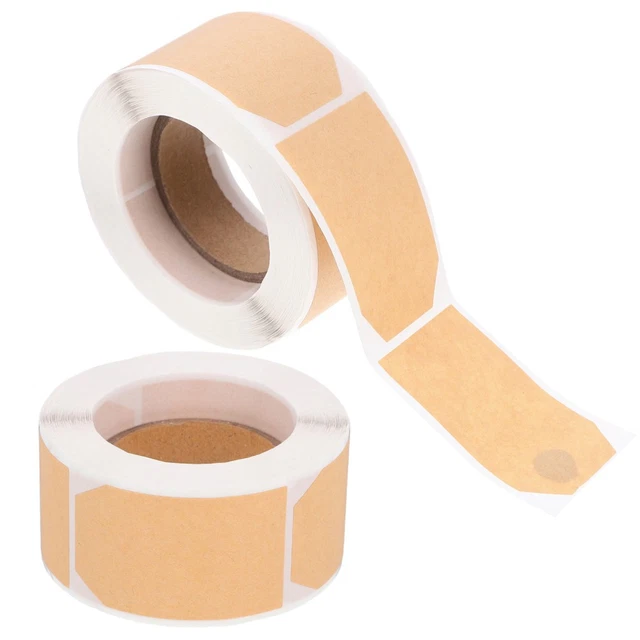 Self Sticker Roll 2 ROLLS SELF-ADHESIVE Sticker Labels Kraft Paper Blank Stickers Name ...