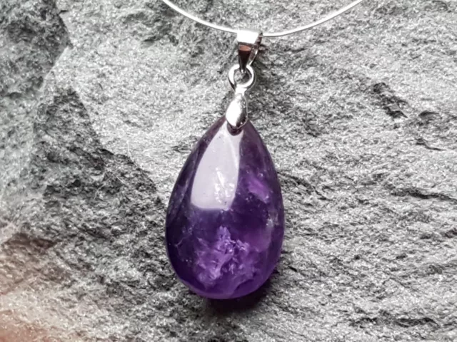 Edelsteinanhänger, Amethyst Oval Tropfen Ketten Anhänger, Schmuck