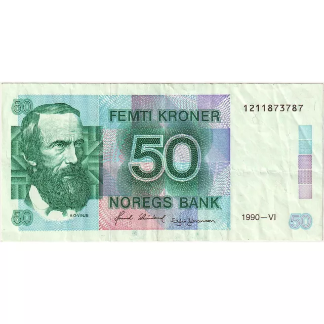 [#635403] Geldschein, Norwegen, 50 Kroner, 1990, KM:42e, VZ