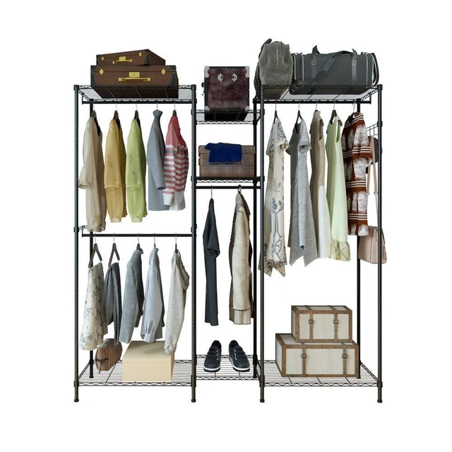 DIY L SHAPED Garment Rack Heavy Duty Clothes Rack w/Hanging Rods Closet