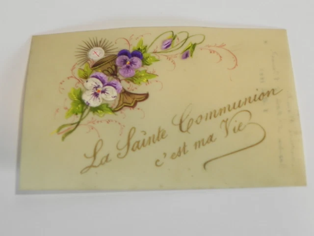 Image Pieuse CANIVET En Dentelle - Décor Rose Au Centre - Fabrication Française, Occasion