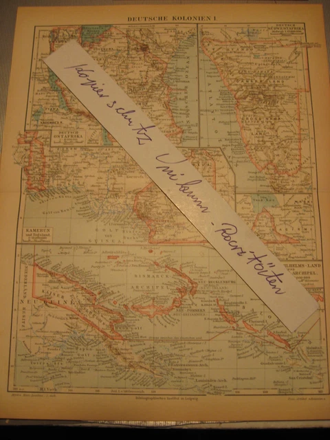 Karte von 1897 Deutsche Kolonien-Afrika-Kamerun-Bismarck Archopel u.a.-Original