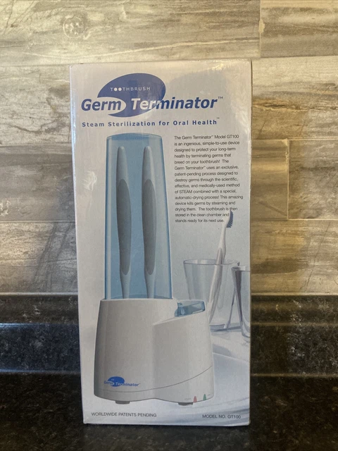 NUEVO cepillo de dientes Germ Terminator desinfectante vapor esterilización GT100 sellado de fábrica