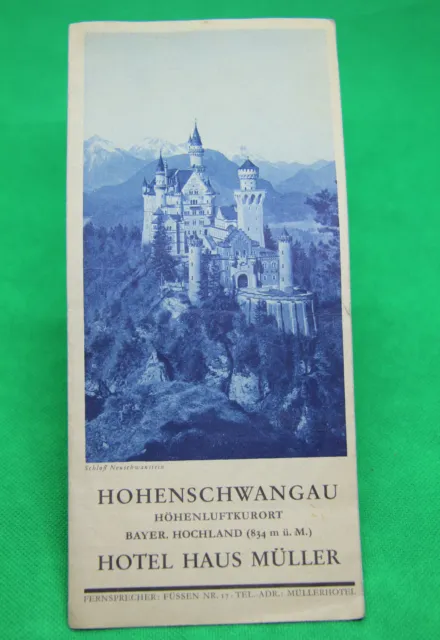 Werbe-Prospekt Hohenschwangau Schloss Neuschwanstein 1938 Werbung