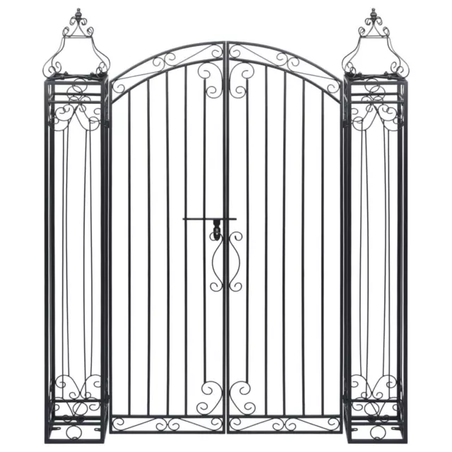 Ornamental Garden Gate Wrought Iron Decorative Outdoor Patio Entryway Black