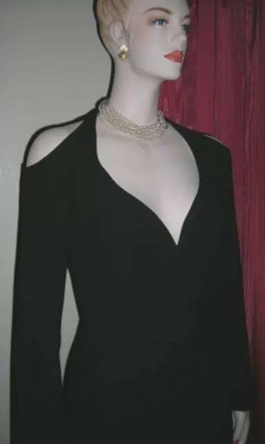 Thierry Mugler Little Black Cocktail Dress Cold Shoulder SATC Sz 4 6 36 Fr SITC 3