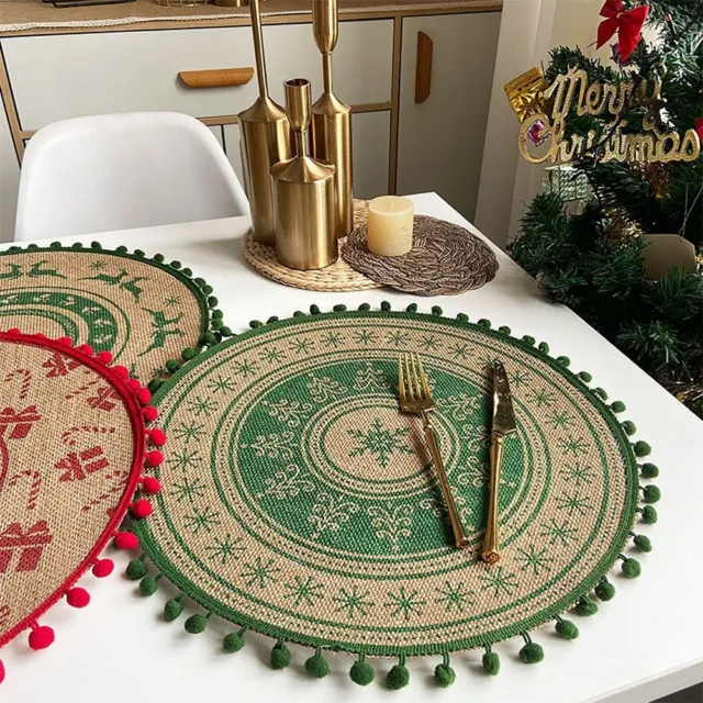 Round Woven Placemat Heat Insulation Tableware Mats  Party Decor
