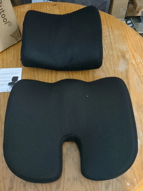 Qutool Orthopedic Seat Cushion and Lumbar Support Pillow for Office Chair Mem...