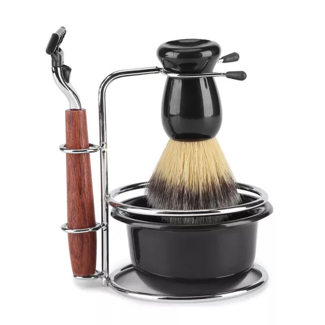 4Pcs Shaving Kit Manual Razor Shaving Safety Stand Holder Brush Bowl Set AU