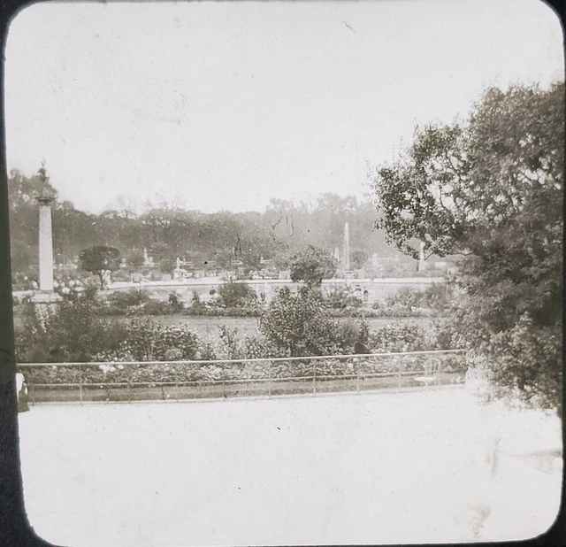 Luxembourg Gardens, Paris, France, c1890's Magic Lantern Glass Slide