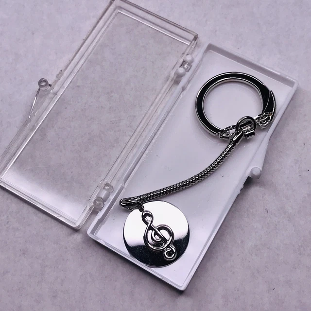 Vintage Key Chain Silver Tone Musical Note Shiny Made In Germany