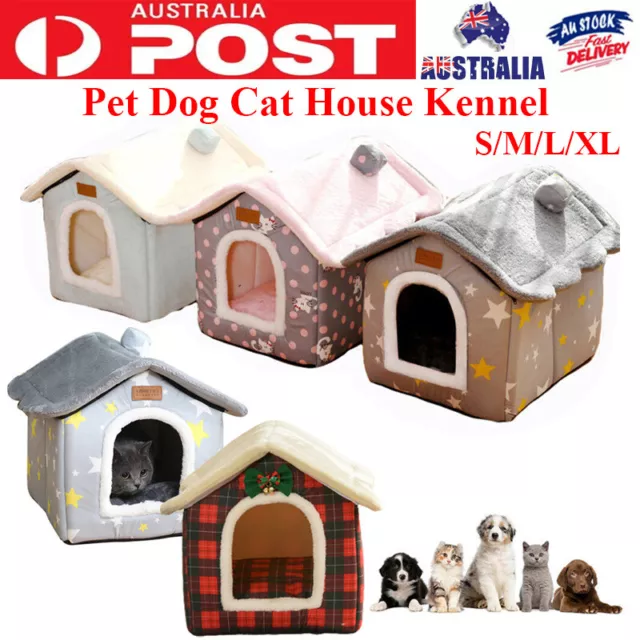 Pet Dog Cat House Kennel Soft Bed Cave Puppy Doggy Warm Folded Tent Cushion Bed