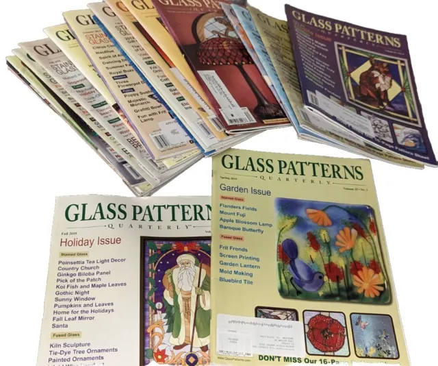 24-Lot Stained Glass Patterns Quarterly Magazine (With Inserts) 2004, 2008, 2015