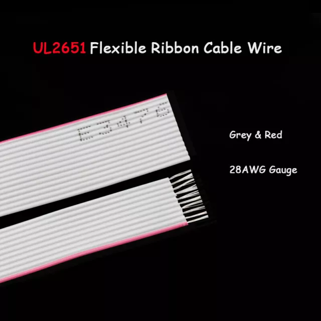 28AWG Gauge PVC Flexible Flat Wires Grey & Red Flexible Ribbon Cable Wire UL2651
