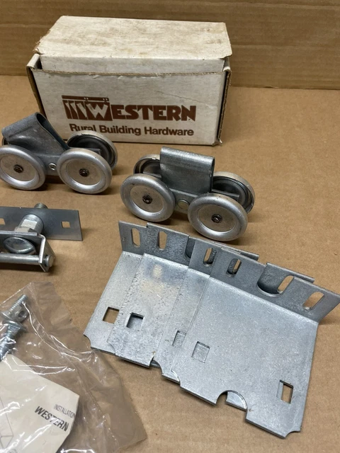 Barn Door Roller Hanger, 2-1/8" Ball Bearing Wheels Pair Western Products 107-L 3