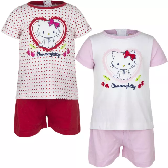 Charmmy Kitty kurz Pyjama Set Schlafanzug Mädchen weiß rot rosa 68 74 80 86 #55