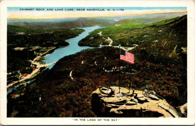 Chimney Rock Lake Lure Near Asheville North Carolina NC Unposted WB Postcard