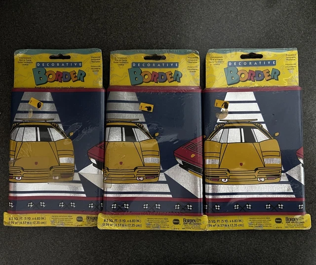 VINTAGE BORDEN DECORATIVE Wallpaper Border with Cars Ferrari and