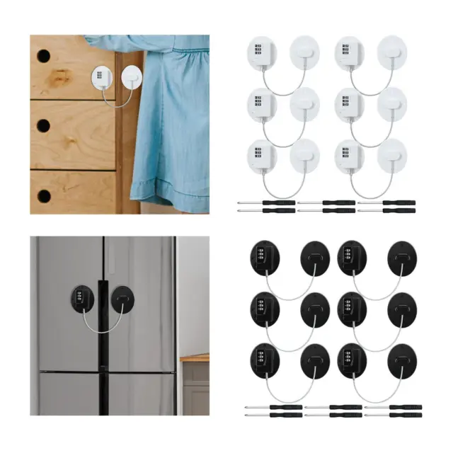 6 Pieces Refrigerator Lock Closet Door Lock Combination Fridge Lock Drawer Locks