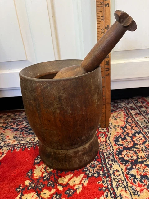 AAFA primitive c.1850 wooden mortar and pestle drugstore apothecary doctor’s 8”