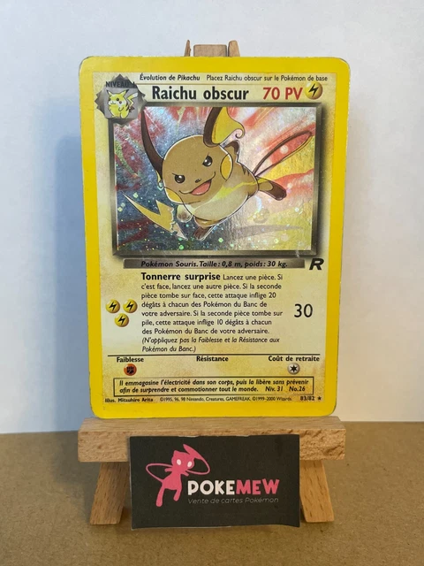 RAICHU OBSCUR HOLO 83/82 - TEAM ROCKET - LIGHTLY PLAYED - Carte Pokémon FR ED.2