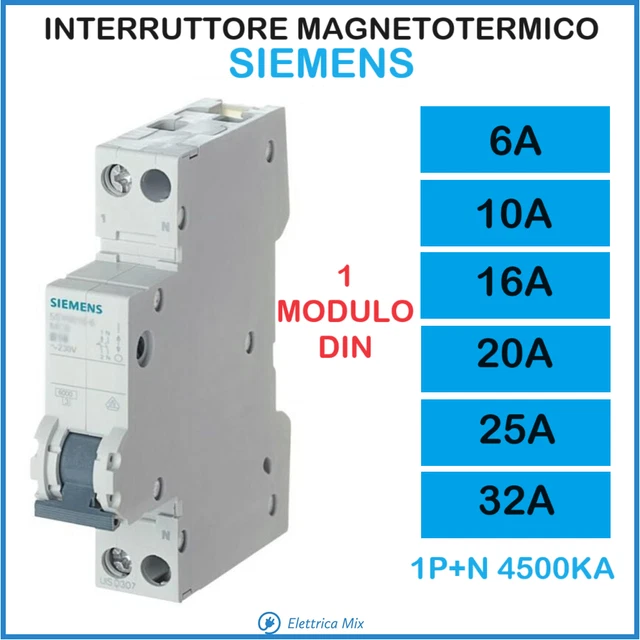 Interruttore Magnetotermico Siemens 16A 1P+N 4.5kA - Modello 5SY3016-7WM Grigio - Foto 5
