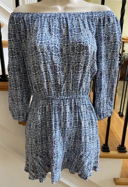 Soft Joie Off Shoulder Mini Dress Blue Sarnie  Sz XS