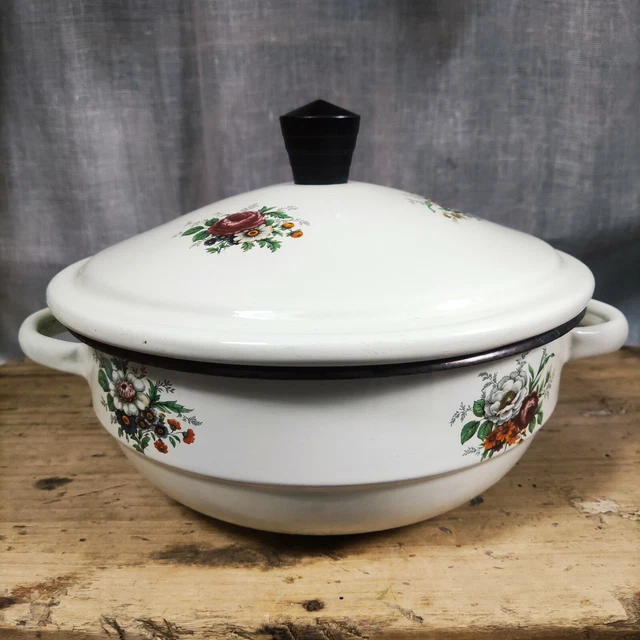 Cocotte Marmite En Tôle Émaillée Rouge - 30 Cm, Bon État, Usage Gaz/Électrique