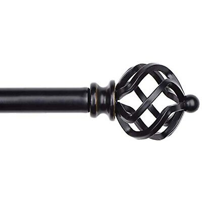 KAMANINA 6/8 Inch Curtain Rods 28 to 48 Inches, Twisted Cage Finial, Black