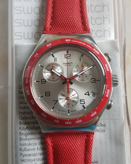 irony SWATCH IRONY CHRONO Chronograph YCS460 Endlessly Red Watch Box