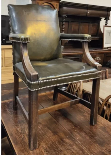 Gainsborough Type Green Leather Armchair