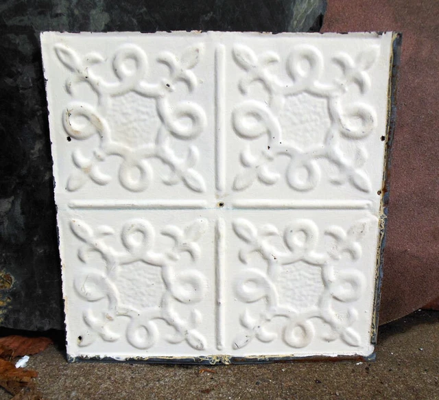 Antique Victorian Ceiling Tin Tile Elegant Rosette Pie Cupboard Doors Fleur De