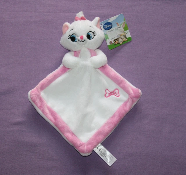 Disney Nicotoy Doudou Plat Marie Chat Aristochats Blanc Rose Noeud Neuf