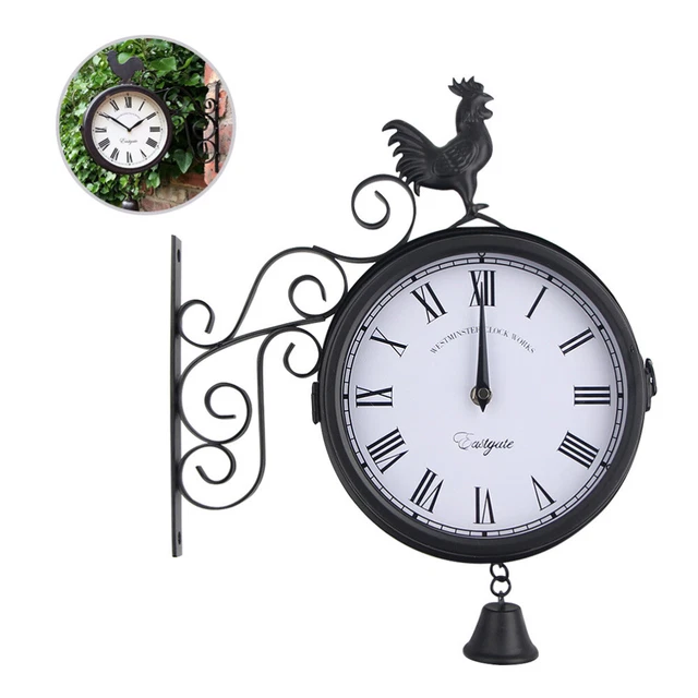 Horloge Murale Extérieure 60cm étanche - Métal, Pile AA, Design Silencieux, IP44