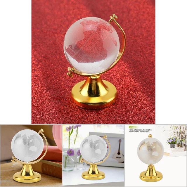 Globo Tierra Redondo Dorado Mapa Mundial Cristal Vidrio Esfera Decoración