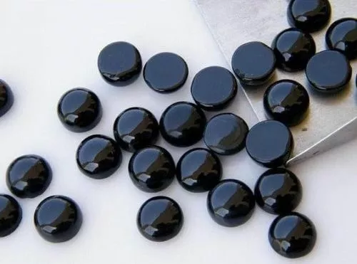 Big Sale 3X3MM To 10X10MM 100% Natural Black Onyx Round Cabochon Loose Gemstone 3