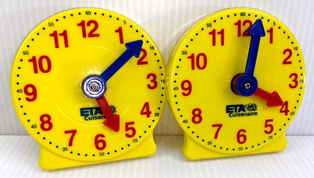 ETA CUISENAIRE HAND2MIND Learning Clock Non Geared 4 Inch Clock 2 pack ...
