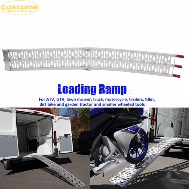 227mm Wide Track Folding Aluminium Motorcycle/Bike/ATV/Quad Loading Ramp Silver