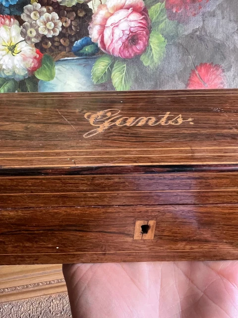 Boite a Gants Coffret XIX Eme Bois & Marqueterie Antique Box 19 th