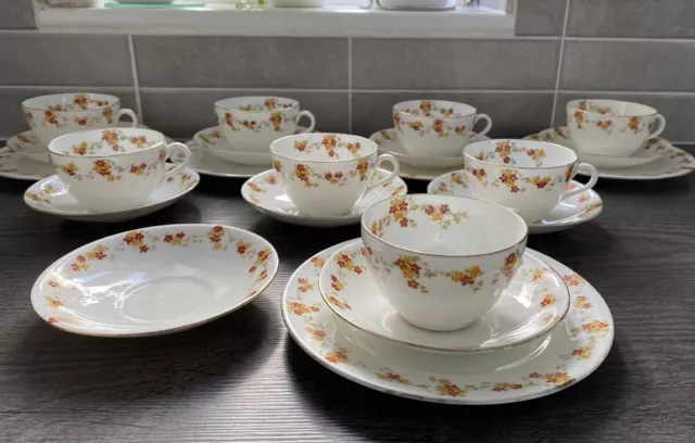 Aynsley 1930's Bone China Nasturtium Tea Set Trios or Cup & Saucer You Choose