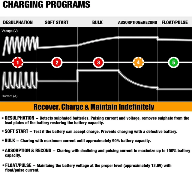Chargeur De Batterie Voiture Moto Bateau ATV RVS Automatique Economie D'Energie 12