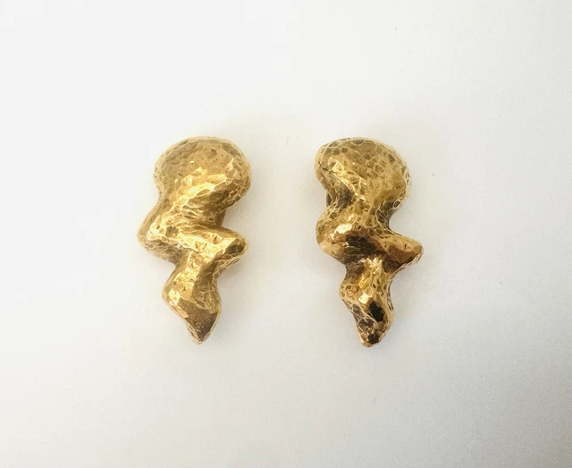 Boucles D'oreilles Vintage Alexis Lahellec Plaqué Or Avec Cristaux Swarovski - Occasion