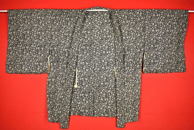 Vintage Japanese Kimono Silk Antique BORO HAORI Kusakizome Dyed/B680/455