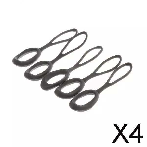 4X 5 Pieces Non-slip Strong Zipper Pull Cord Zip Puller Zip Fastener Grey