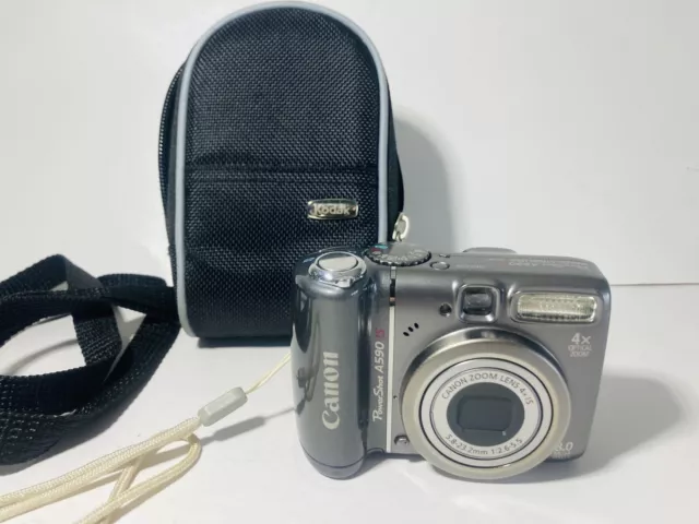 Canon PowerShot A590 IS 8.0MP Compact Digital Camera, Case + 3 SD Cards Working